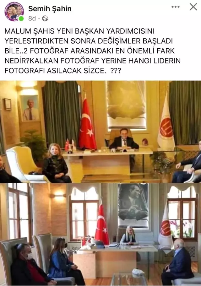 Başkan vekilinin makam odasından CHP liderinin fotoğraf karesini kaldırmasına tepki