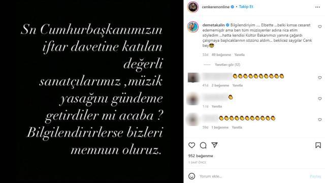 Demet Akalın, Cumhurbaşkanı Erdoğan'dan müzik yasağının kaldırılmasını rica etti