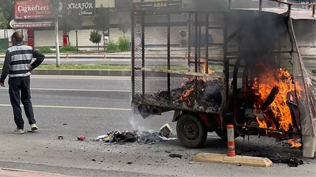 Trafik polislerinin ceza yazmasını hazmedemeyip ekmek teknesini ateşe verdi