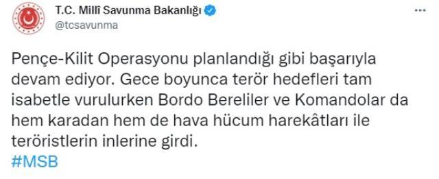Son dakika: MSB, Pençe Kilit operasyonundan yeni görüntü paylaştı! Teröristlerin inlerine böyle girildi