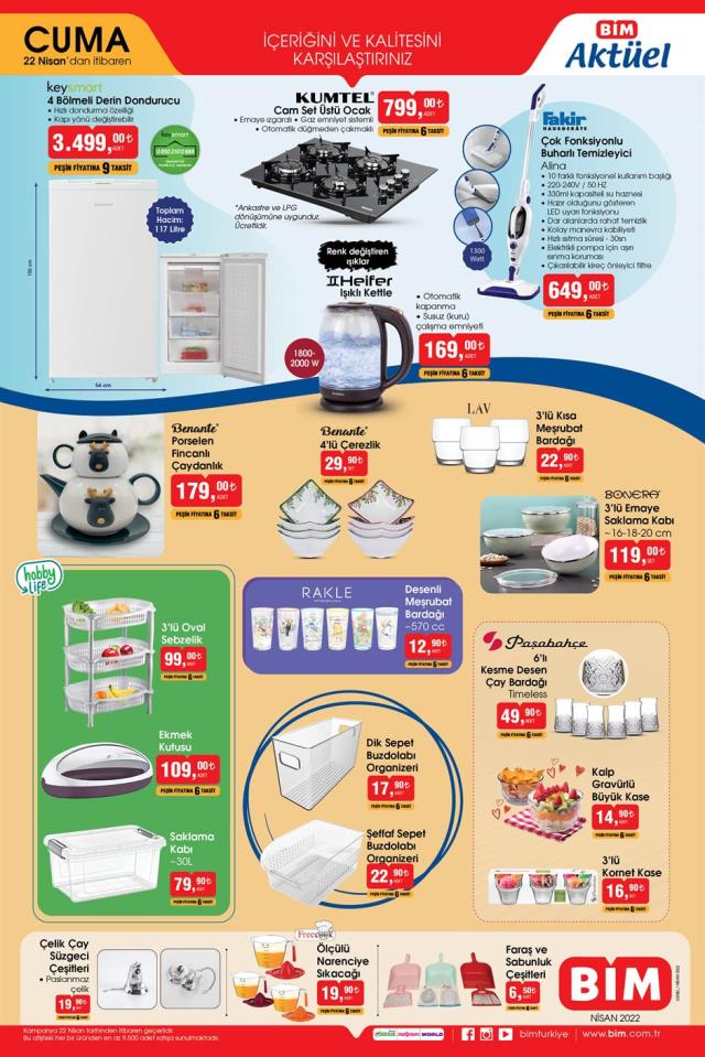 BİM aktüel ürünler kataloğu yayınlandı! 22 Nisan Cuma BİM bu hafta katalog ürünleri neler? BİM'e gelecek ürünler ve BİM fiyat listesi!