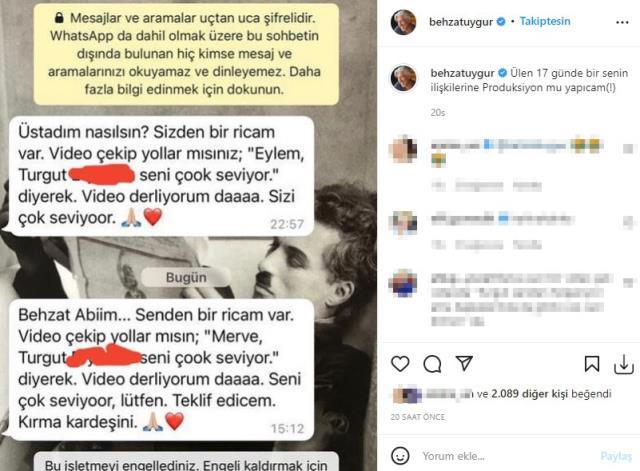 Takipçisinden gelen mesajları ifşa eden Behzat Uygur önce engelledi sonra isyan etti