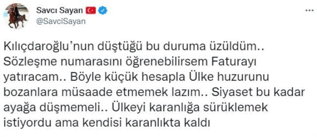 Akşener'in ardından Ağrı Belediye Başkanı Savcı Sayan da Kılıçdaroğlu'nun faturasını ödemeyi teklif etti
