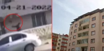 Apartmanın 6. katından düşen çocuğun kurtarılma anı kamerada!