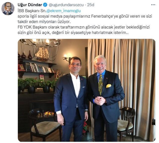 Trabzonspor hamlesiyle Fenerbahçe taraftarını kızdıran İmamoğlu, Uğur Dündar aracılığıyla mesaj gönderdi Trabzonspor hamlesiyle Fenerbahçe taraftarını kızdıran İmamoğlu, Uğur Dündar aracılığıyla mesaj gönderdi