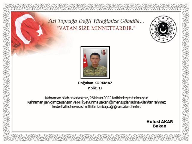 Doğukan Korkmaz kimdir? Şehit Piyade Sözleşmeli Er Doğukan Korkmaz kimdir?