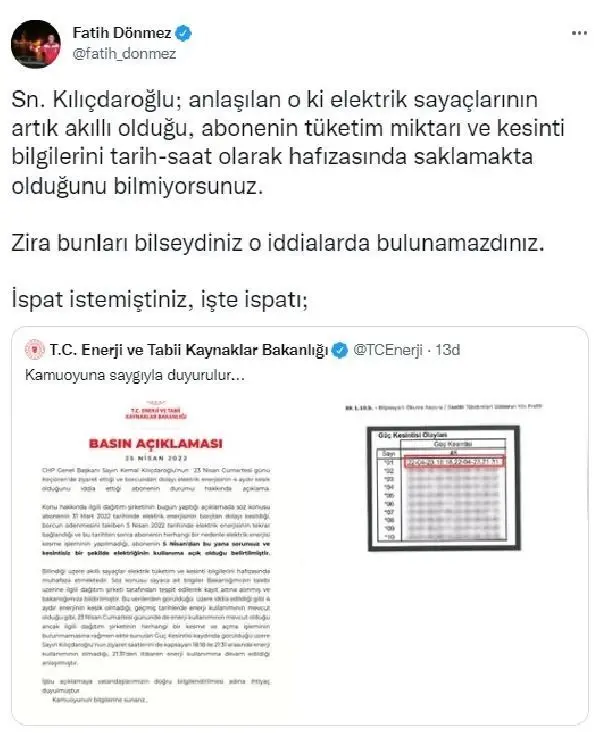 Enerji ve Tabii Kaynaklar Bakanlığından, Kılıçdaroğlu'nun 23 Nisan'da ziyaret ettiği eve ilişkin açıklama Enerji ve Tabii Kaynaklar Bakanlığından, Kılıçdaroğlu'nun 23 Nisan'da ziyaret ettiği eve ilişkin açıklama