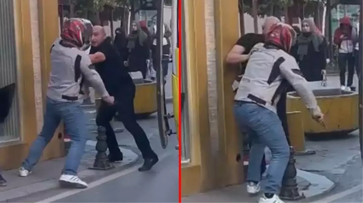 Motosiklet sürücüsü, elindeki bıçakla İETT otobüsü şoförüne saldırdı