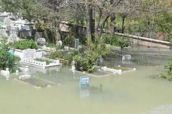Gümüşhane'de eriyen kar suyu taşkına yol açtı! Mezarlıklar su altında kaldı