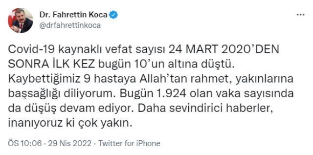 Bakan Koca, '25 ay sonra bir ilk' diyerek koronavirüs tablosuyla ilgili sevindiren haberi paylaştı