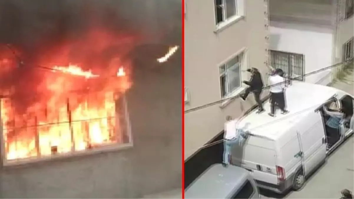 Esenyurt'ta yangında mahsur kalanları çevredeki vatandaşlar kamyonetle kurtardı