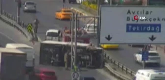 Florya E-5 karayolunda 'yol verme' meselesi kamyonetin devrilmesine neden oldu