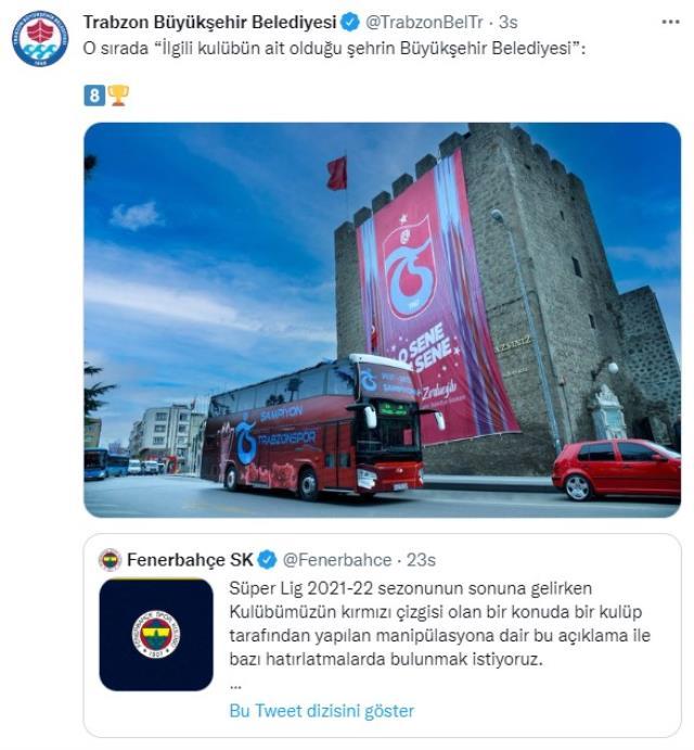 Sosyal medyada kıyamet koptu! Trabzon Büyükşehir Belediyesi'nin Fenerbahçe paylaşımına tepki yağıyor Sosyal medyada kıyamet koptu! Trabzon Büyükşehir Belediyesi'nin Fenerbahçe paylaşımına tepki yağıyor