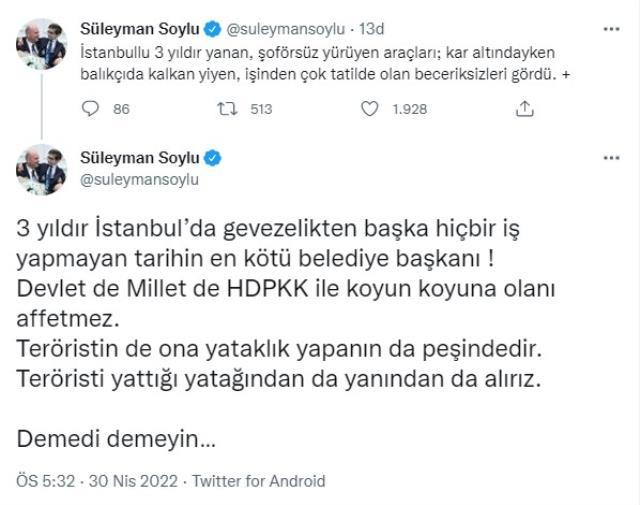 Bakan Soylu'dan İmamoğlu'na tutuklanan İBB çalışanıyla ilgili zehir zemberek sözler: Teröristin de ona yataklık yapanın da peşindeyiz