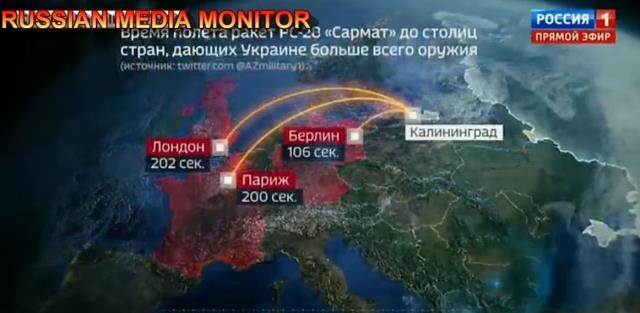 Rus devlet televizyonunda nükleer füze tartışması! Saldırı düzenlenebilecek başkentleri haritada gösterdiler