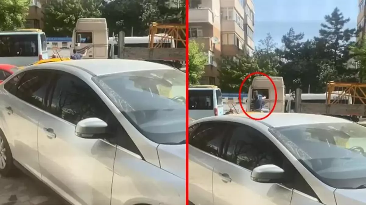 Yol vermeme tartışması kavgaya dönüştü! Minibüs şoförü tır sürücüsüne yumrukla saldırdı