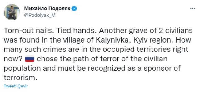 Podolyak, elleri bağlı gömülen Ukraynalıların görsellerini paylaştı