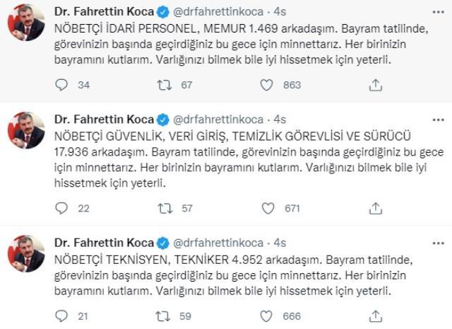 Bakan Koca'dan bayramda nöbet tutan sağlık çalışanları için duygusal mesaj: Varlığınızı bilmek bile iyi hissetmek için yeterli