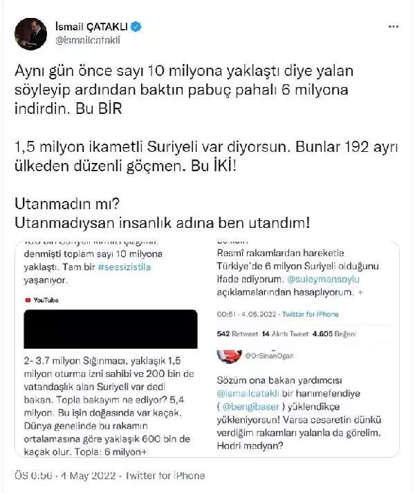 Ali Kınık'ın şiiriyle yanıt vermişti! Bakan Yardımcısı Çataklı'dan Sinan Oğan'a tepki Ali Kınık'ın şiiriyle yanıt vermişti! Bakan Yardımcısı Çataklı'dan Sinan Oğan'a tepki