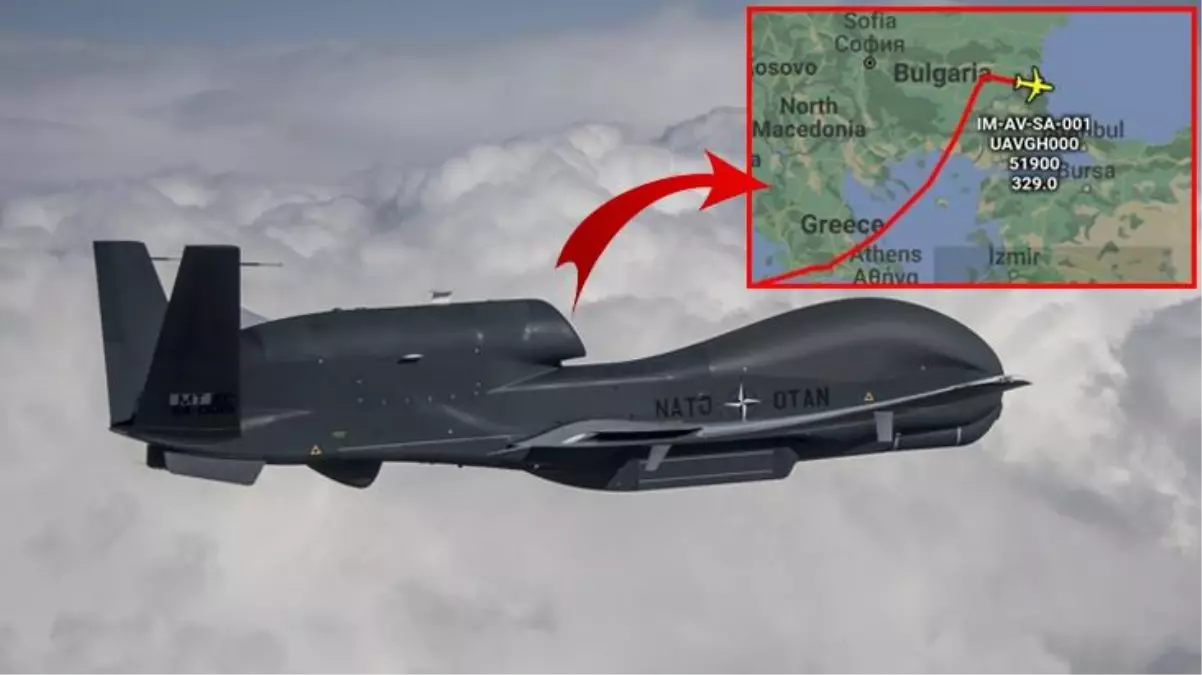 NATO'ya ait drone'un Türkiye hava sahasına girmemek için izlediği rota sosyal medyada gündem oldu