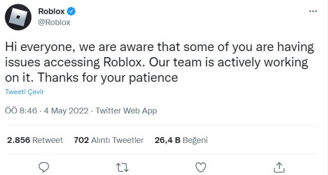 Roblox sitesi açılmıyor