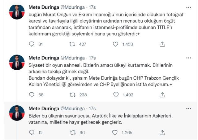 CHP Trabzon Gençlik Kolları yöneticisi 'Nagehan alçı fotoğrafında' İmamoğlu'nu eleştirince, istifası istendi