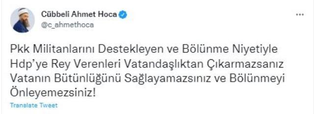 'HDP nasıl yüzde 12 alır' diyen Cübbeli Ahmet Hoca'dan tartışma yaratacak sözler: Oy verenler vatandaşlıktan çıkarılsın 'HDP nasıl yüzde 12 alır' diyen Cübbeli Ahmet Hoca'dan tartışma yaratacak sözler: Oy verenler vatandaşlıktan çıkarılsın