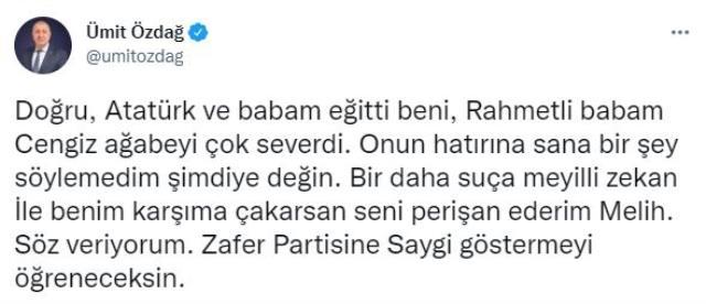 'Ümit Özdağ eğitilmiş biri diyen' Melih Gökçek'e Özdağ'dan yanıt: Seni perişan ederim
