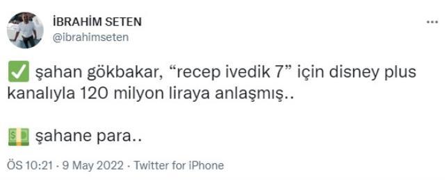 Bomba iddia: Recep İvedik 7 için Disney Plus'la anlaşan Şahan Gökbakar, 120 milyon lira kazanacak Bomba iddia: Recep İvedik 7 için Disney Plus'la anlaşan Şahan Gökbakar, 120 milyon lira kazanacak