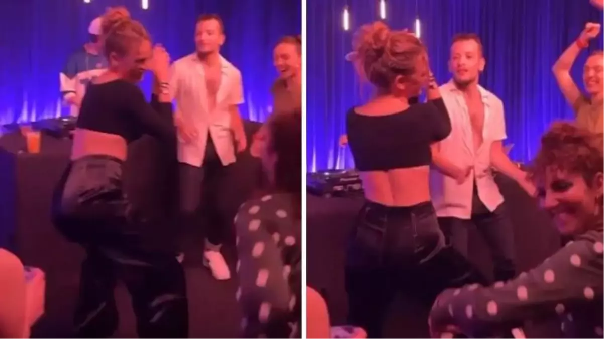 Eğlenirken kendinden geçen Serenay Sarıkaya kalça dansı yaptı