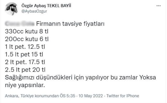 Kolaya gelen zam sosyal medyanın dilinde! 2,5 litrelik kola 20 lira oldu Kolaya gelen zam sosyal medyanın dilinde! 2,5 litrelik kola 20 lira oldu