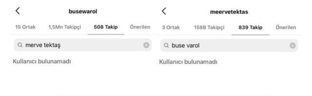 Buse Varol ve eltisi Merve Tektaş, sosyal medyada birbirini sildi Buse Varol ve eltisi Merve Tektaş, sosyal medyada birbirini sildi