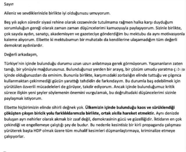 Demirtaş'tan 'aydınlar heyeti' önerisi: Bizim hayalimizdeki Türkiye bir çiçek bahçesidir, tek ırk değil tek yürektir!
