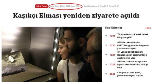 Milli Saraylar, Kaşıkçı Elması'nın çalındığı iddialarını yalanladı ama yanıt olarak sunduğu fotoğraf eski çıktı Milli Saraylar, Kaşıkçı Elması'nın çalındığı iddialarını yalanladı ama yanıt olarak sunduğu fotoğraf eski çıktı