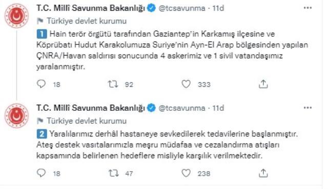 Son Dakika: Gaziantep Karkamış sınırındaki karakola Suriye tarafından saldırı! 4 asker ve 1 sivil yaralandı Son Dakika: Gaziantep Karkamış sınırındaki karakola Suriye tarafından saldırı! 4 asker ve 1 sivil yaralandı