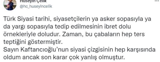 AK Partili eski bakan Hüseyin Çelik'ten Canan Kaftancıoğlu'na destek: Son karar çok yanlış oldu