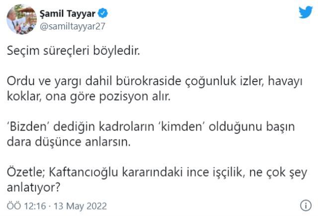 AK Partili Şamil Tayyar, Canan Kaftancıoğlu ile ilgi paylaşım yaptı! Saatler içinde gönderiyi sildi