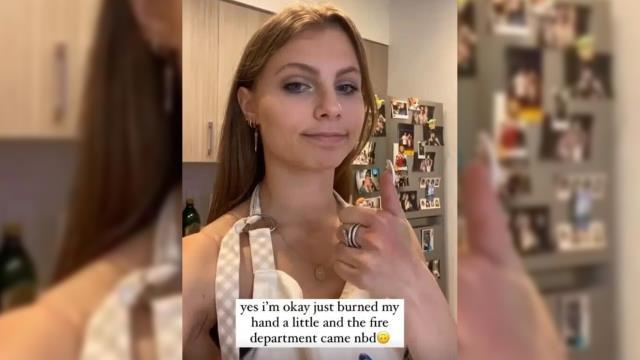 Canlı yayında yemek yaparken mutfağını yakan güzel yayıncı, izleyicilerinden yardım istedi