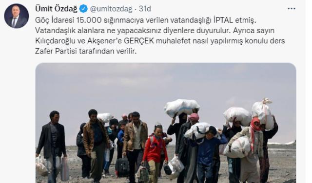 Göç idaresi 15 bin sığınmacının vatandaşlığını iptal etti! Özdağ, haberi paylaşıp Akşener ve Kılıçdaroğlu'na yüklendi Göç idaresi 15 bin sığınmacının vatandaşlığını iptal etti! Özdağ, haberi paylaşıp Akşener ve Kılıçdaroğlu'na yüklendi