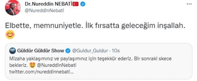 Güldür Güldür ekibi Bakan Nebati'yi şova davet etti, yanı gecikmedi: İlk fırsatta geleceğim