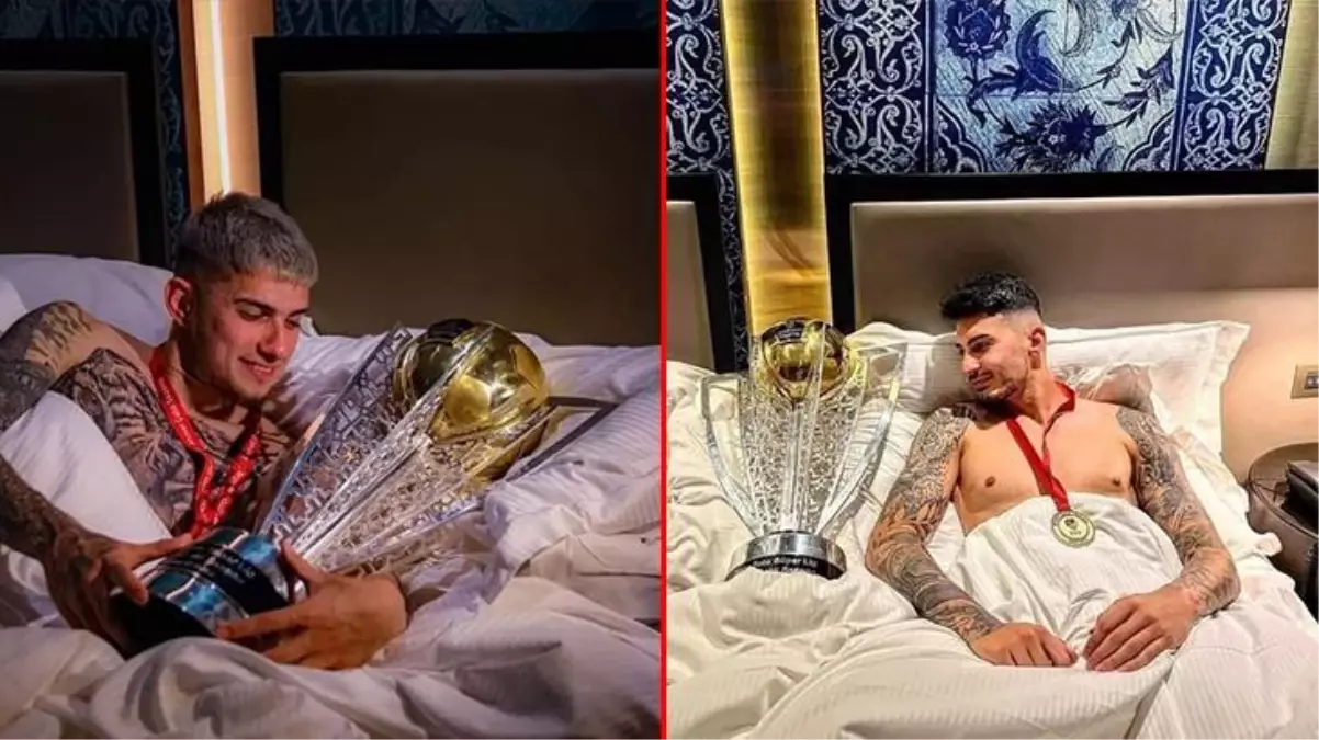 Lewandowski'ye nispet yaptılar! Trabzonsporlu futbolculardan yatakta kupa pozu