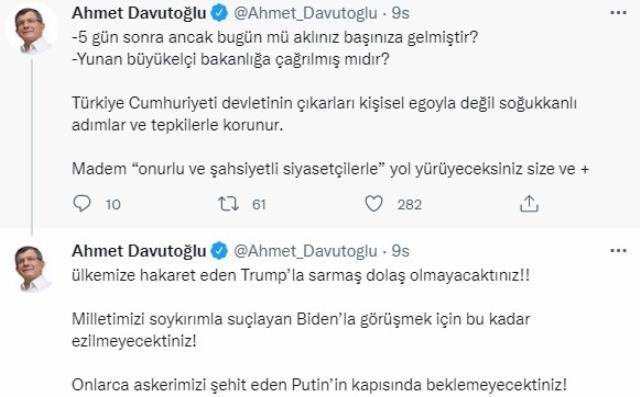 'Benim için Miçotakis diye birisi yok' diyen Erdoğan'a, Davutoğlu'ndan sert tepki