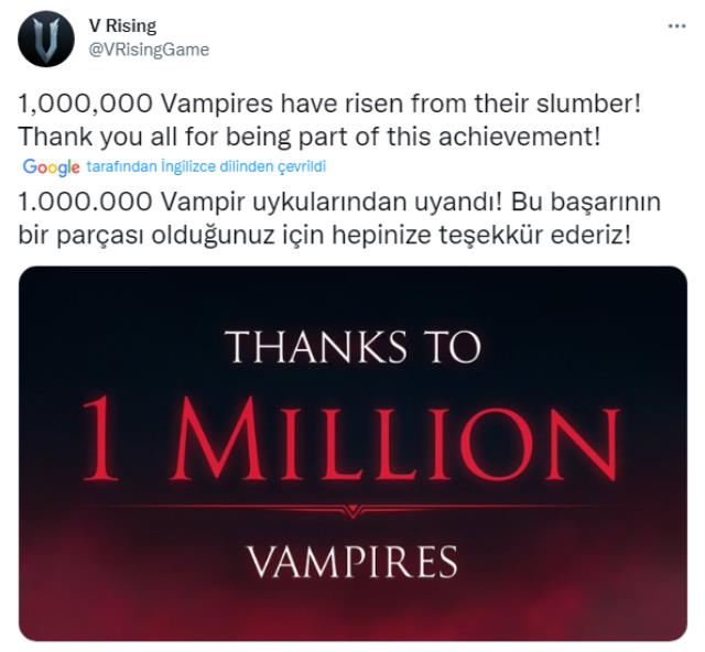 Steam'in popüler oyunu V Rising, bir haftada ikinci rekorunu kırdı Steam'in popüler oyunu V Rising, bir haftada ikinci rekorunu kırdı