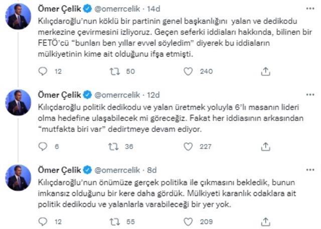AK Parti'den Kılıçdaroğlu'nun Cumhurbaşkanı Erdoğan ve ailesini hedef alan paylaşımına yanıt: Politik dedikodu ve sistematik yalan üretiyor AK Parti'den Kılıçdaroğlu'nun Cumhurbaşkanı Erdoğan ve ailesini hedef alan paylaşımına yanıt: Politik dedikodu ve sistematik yalan üretiyor