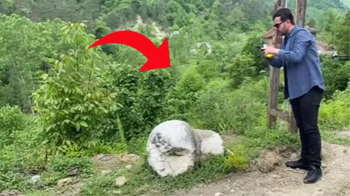 Köyde toprak kayarken fırlayan koca taş, bereketin simgesi tarihi obje çıktı! Herkes fotoğrafını çekmeye çalıştı