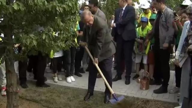 Cumhurbaşkanı Erdoğan Atatürk Havalimanı Millet Bahçesi'nde ilk fidanı dikti Cumhurbaşkanı Erdoğan Atatürk Havalimanı Millet Bahçesi'nde ilk fidanı dikti