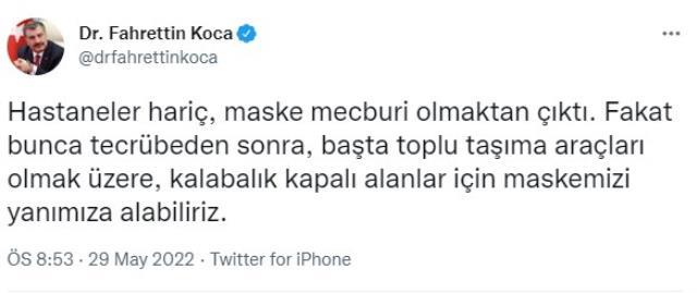 Son Dakika: Vaka sayıları 3 gün üst üste binin altına düştü, toplu taşımadaki maske zorunluluğu kalktı