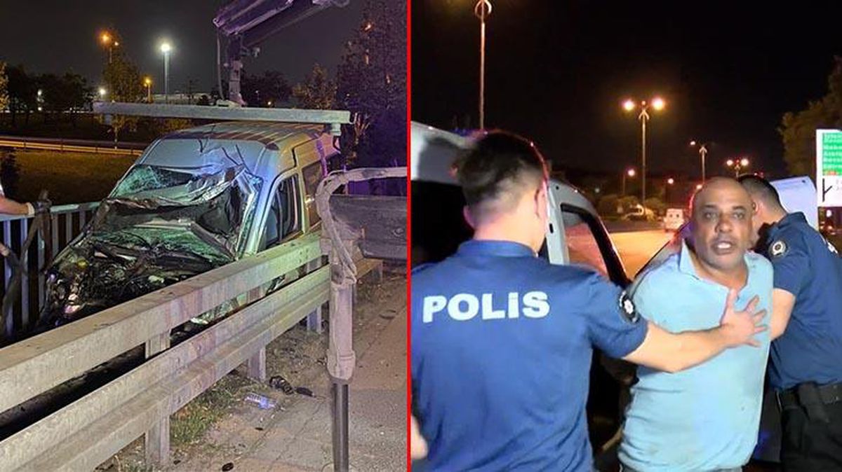 'Dur' ihtarına uymadı, bariyere çarptı! Pişkin sürücü bir de gazetecilere saldırdı