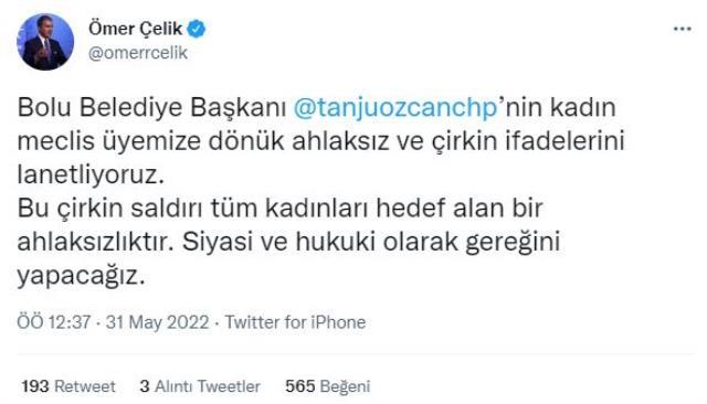 AK Parti Sözcüsü Çelik'ten Tanju Özcan'a sert tepki: Hukuki olarak gereğini yapacağız AK Parti Sözcüsü Çelik'ten Tanju Özcan'a sert tepki: Hukuki olarak gereğini yapacağız