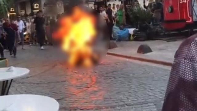 Galata Kulesi önünde kendini yakan genç, olaydan önce Beyoğlu sokaklarında Azrail kostümüyle gezmiş
